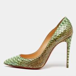 Christian Louboutin Green/Cream Python Leather So Kate Pumps Size 39