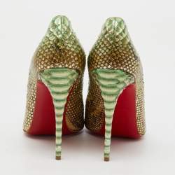 Christian Louboutin Green/Cream Python Leather So Kate Pumps Size 39