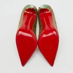 Christian Louboutin Green/Cream Python Leather So Kate Pumps Size 39