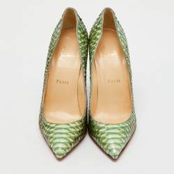 Christian Louboutin Green/Cream Python Leather So Kate Pumps Size 39
