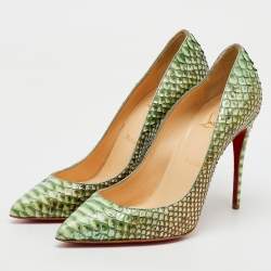 Christian Louboutin Green/Cream Python Leather So Kate Pumps Size 39