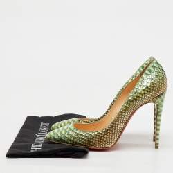 Christian Louboutin Green/Cream Python Leather So Kate Pumps Size 39