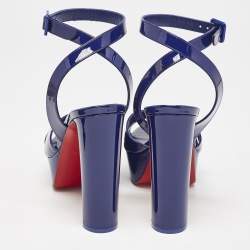 Christian Louboutin Blue Patent Leather Supramariza Platform Sandals Size 40