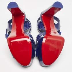 Christian Louboutin Blue Patent Leather Supramariza Platform Sandals Size 40