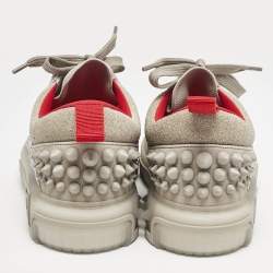 Christian Louboutin Grey Suede Astroloubi Strass Low Top Sneakers Size 41.5