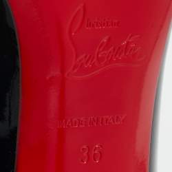 Christian Louboutin Black Patent Leather and Suede Queue Di Pie Pumps Size 36