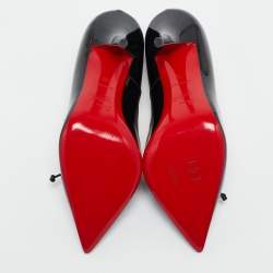 Christian Louboutin Black Patent Leather and Suede Queue Di Pie Pumps Size 36