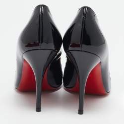 Christian Louboutin Black Patent Leather and Suede Queue Di Pie Pumps Size 36