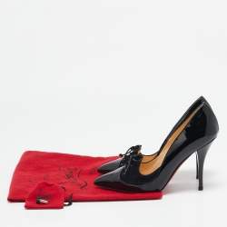 Christian Louboutin Black Patent Leather and Suede Queue Di Pie Pumps Size 36