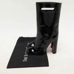 Christian Louboutin Black Patent Leather Tomette Mid Calf Boots Size 36.5