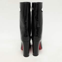 Christian Louboutin Black Patent Leather Tomette Mid Calf Boots Size 36.5