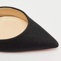 Christian Louboutin Black Metallic Fabric Pointed Toe Iriza D'orsay Pumps Size 39.5