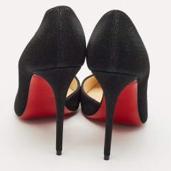Christian Louboutin Black Metallic Fabric Pointed Toe Iriza D'orsay Pumps Size 39.5