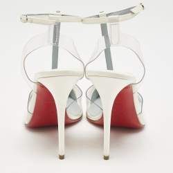 Christian Louboutin White PVC and Satin Nosy Strass Pumps Size 37.5