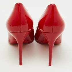 Pre Owned Christian Louboutin Red Patent Leather Kate Pointed Toe Pumps Size 38