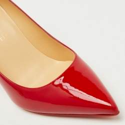 Pre Owned Christian Louboutin Red Patent Leather Kate Pointed Toe Pumps Size 38