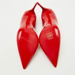 Pre Owned Christian Louboutin Red Patent Leather Kate Pointed Toe Pumps Size 38