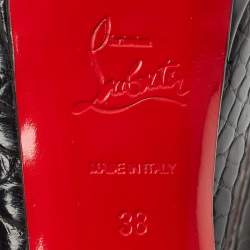 Christian Louboutin Black Alligator Lady Peep Toe Platform Pumps Size 38