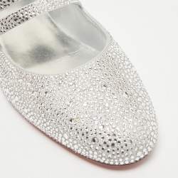 Christian Louboutin Silver Strass Sweet Jane Ballet Flats Size 40