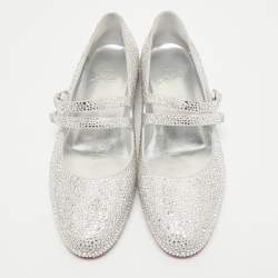 Christian Louboutin Silver Strass Sweet Jane Ballet Flats Size 40