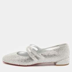 Christian Louboutin Silver Strass Sweet Jane Ballet Flats Size 40