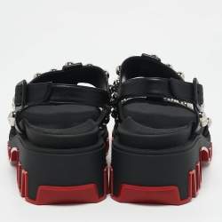 Pre Owned Christian Louboutin Black Leather Duniclou Ankle Strap Sandals Size 39