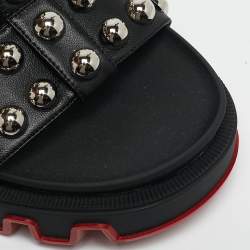 Pre Owned Christian Louboutin Black Leather Duniclou Ankle Strap Sandals Size 39