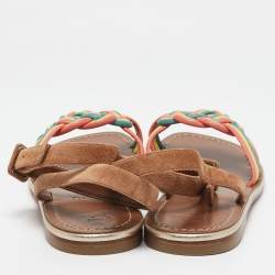 Christian Louboutin Multicolor Braided Leather and Suede Ella Flat Sandals Size 40