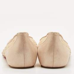 Christian Louboutin Beige Suede and Mesh Follies Strass Ballet Flats Size 40.5
