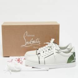 Christian Louboutin White/Green Leather Fun Vieira Sneakers Size 41