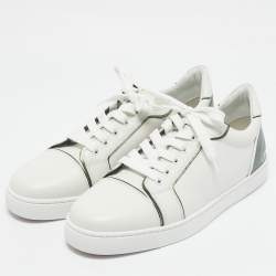 Christian Louboutin White/Green Leather Fun Vieira Sneakers Size 41