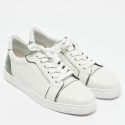 Christian Louboutin White/Green Leather Fun Vieira Sneakers Size 41