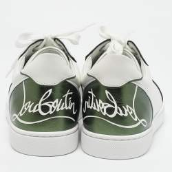 Christian Louboutin White/Green Leather Fun Vieira Sneakers Size 41