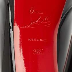Christian Louboutin Black Patent Leather Lady Peep Pumps Size 38.5