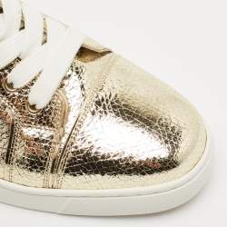 Christian Louboutin Gold Crackled Leather Vieira Sneakers Size 40