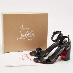 Christian Louboutin Black Patent Leather Miss Sabina Ankle Strap Sandals Size 42