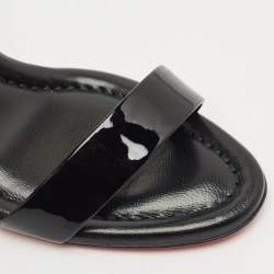 Christian Louboutin Black Patent Leather Miss Sabina Ankle Strap Sandals Size 42