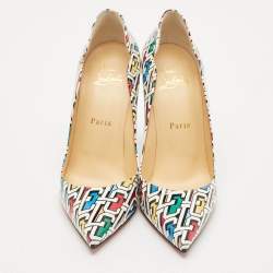Christian Louboutin Multicolor Printed Patent Leather Hot Chick Pumps Size 37.5