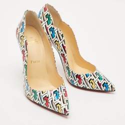Christian Louboutin Multicolor Printed Patent Leather Hot Chick Pumps Size 37.5