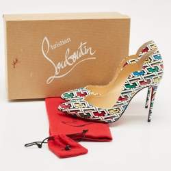 Christian Louboutin Multicolor Printed Patent Leather Hot Chick Pumps Size 37.5