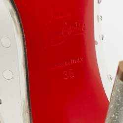 Christian Louboutin Silver Glitter and PVC Degrastrass Pumps Size 38