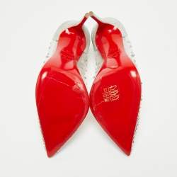 Christian Louboutin Silver Glitter and PVC Degrastrass Pumps Size 38