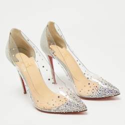 Christian Louboutin Silver Glitter and PVC Degrastrass Pumps Size 38