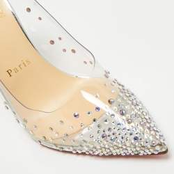 Christian Louboutin Silver Glitter and PVC Degrastrass Pumps Size 38