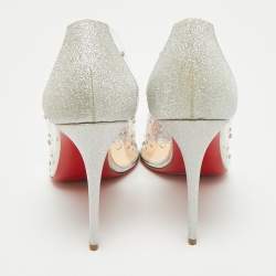 Christian Louboutin Silver Glitter and PVC Degrastrass Pumps Size 38