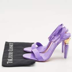 Pre Owned Christian Louboutin Purple Patent Leather Lipgloss Ankle Strap Sandals Size 38