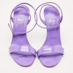 Pre Owned Christian Louboutin Purple Patent Leather Lipgloss Ankle Strap Sandals Size 38