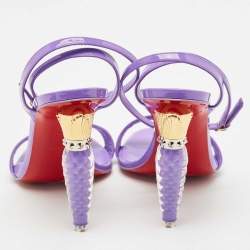 Pre Owned Christian Louboutin Purple Patent Leather Lipgloss Ankle Strap Sandals Size 38