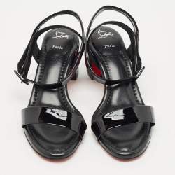 Pre Owned صندل كريستيان لوبوتان جلد براء أسود ميس سابينا مقاس 38