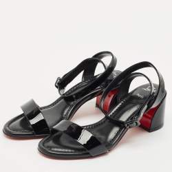 Pre Owned صندل كريستيان لوبوتان جلد براء أسود ميس سابينا مقاس 38